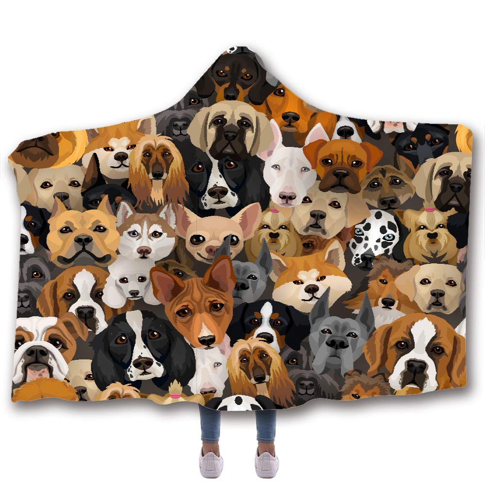 Chickw11 Coperta con Cappuccio 3D Geometria Animale, Morbido