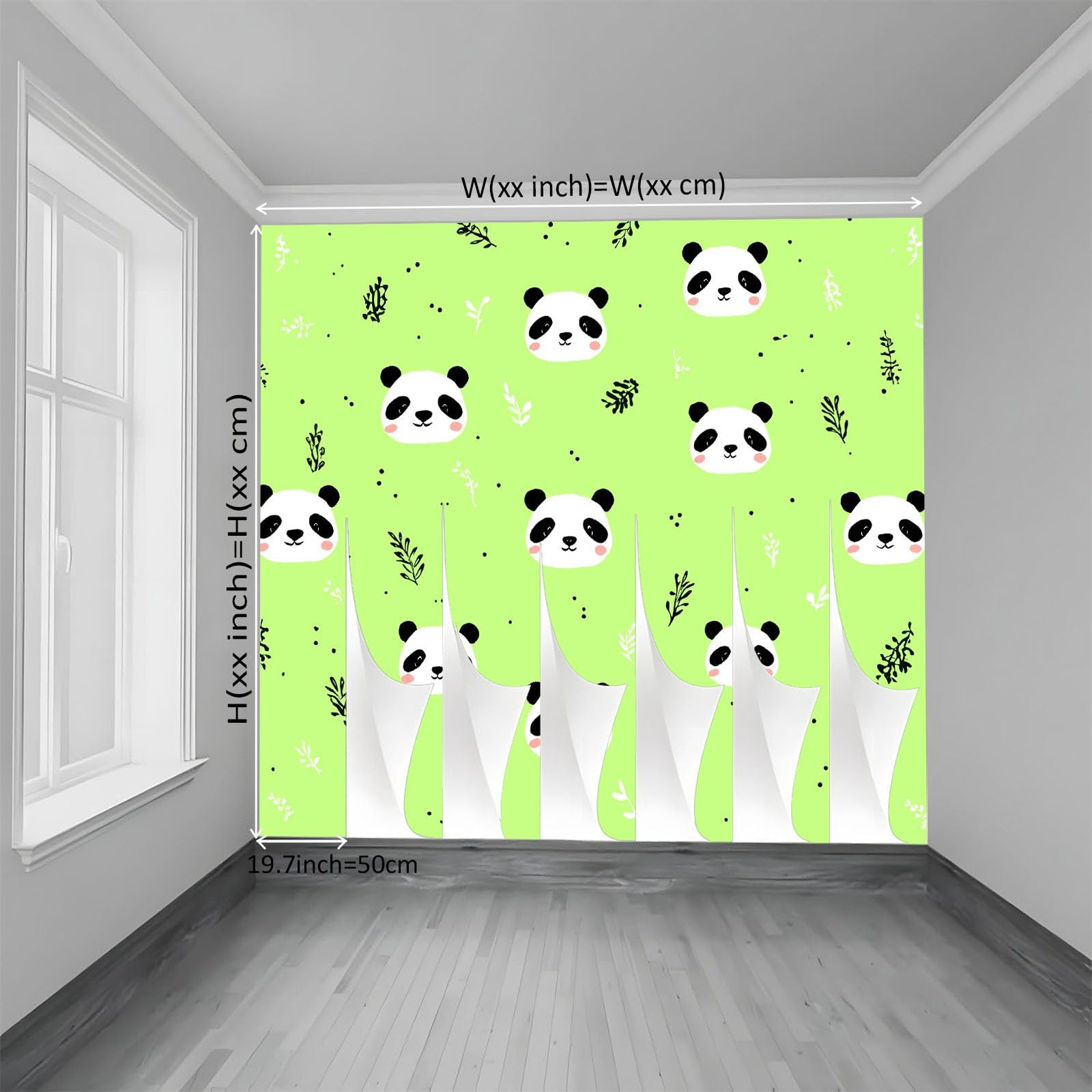 Minimalizm, zwierzęta, panda, liście, fototapeta, 200 x 140 cm, zielona, wysokiej jakości flizelina, sztuka ścienna 3D, dekoracja ścienna do salonu, sypialni, tło sofy