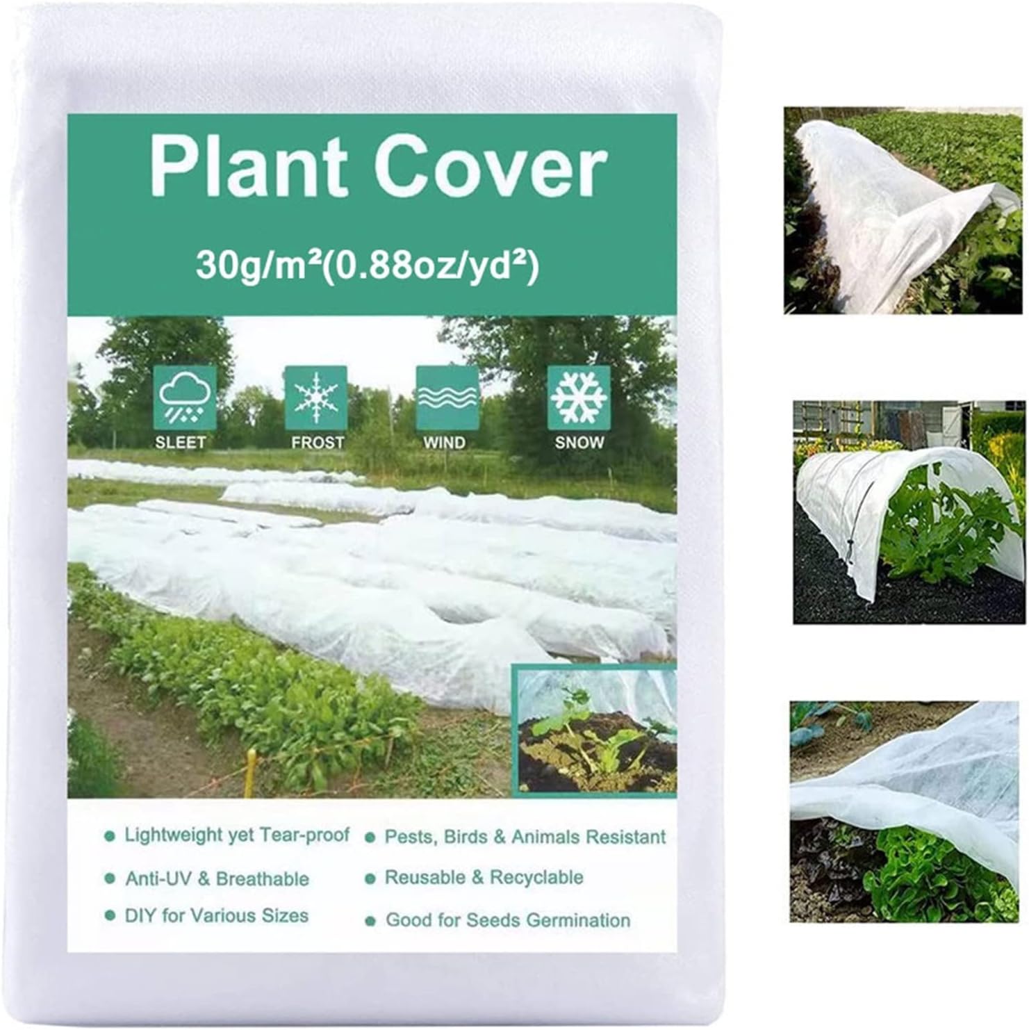 Plant Covers, Garden Floating Row Cover, Fabric Non-Woven for Frost Protection Freeze Protection for Vegetables Fruit Tree Plant Frost Blanket Cover for Cold Weather ( Color : White , Size : 2mx10m )
