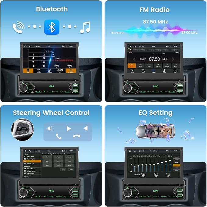 Radio para auto Hikity con pantalla táctil de 7 pulgadas miniatura 3