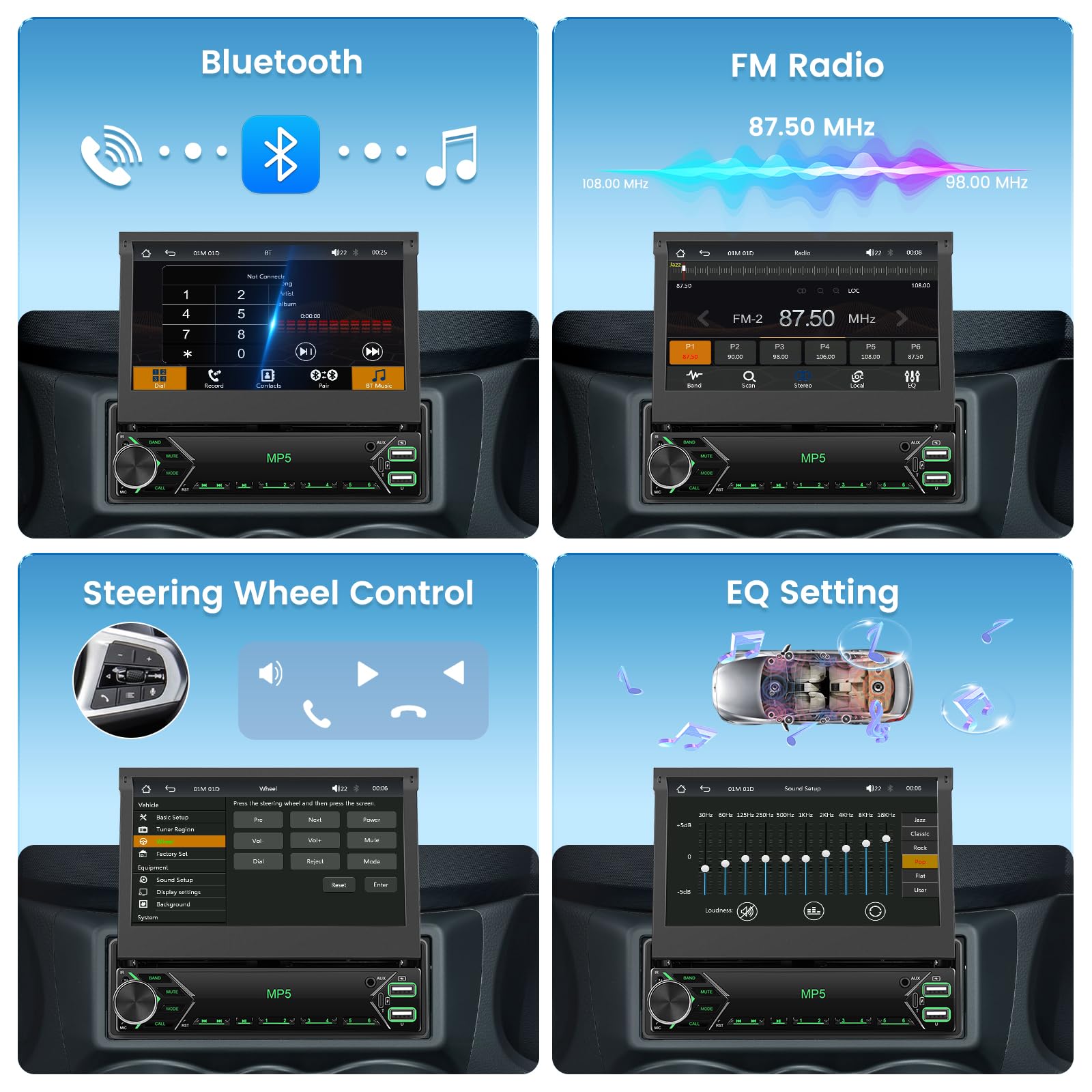 Autoradio Hikity Con Schermo Touch 7 Pollici, CarPlay E Android Auto, Incl. Retrocamera E Microfono – Compatibile Con Smartphone IOS E Android!
