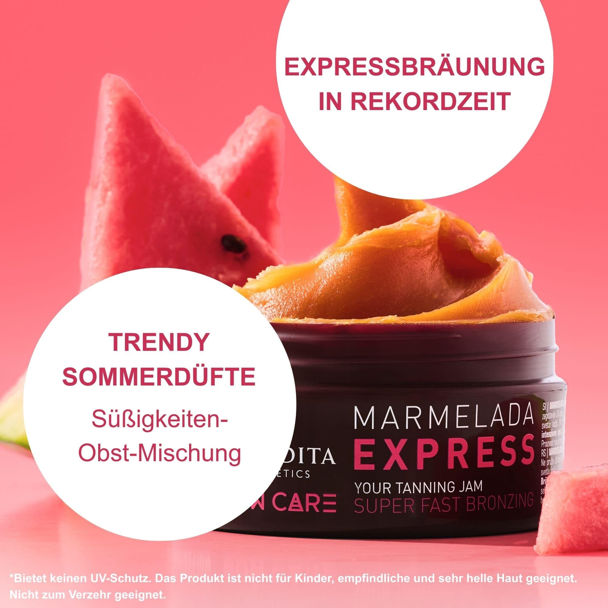 Afrodita Cosmetics SUN CARE Bräunungsbeschleuniger Marmelada | Für schnelle und intensive Bräune | mit 100% organisches Kokosöl, Karité und Kakaobutter | Siliconfrei | 200 ml (Express)