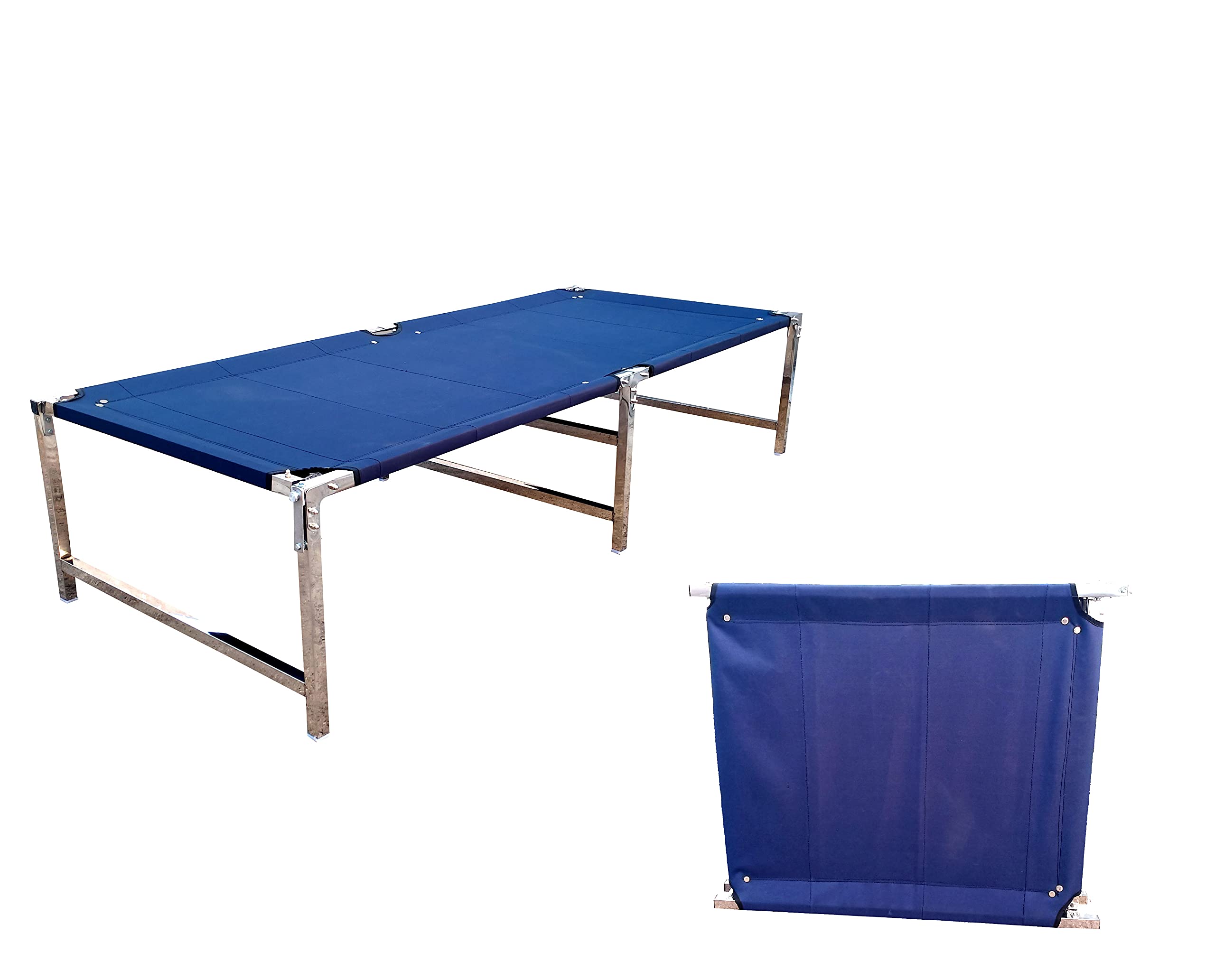 Gitesh® Folding Bed Heavy Stainless Steel Single Sleeping Bed for Home, Camping, Picnic, Outdoor - Stainless Steel Frame (Multi-Colored) 1 Pcs