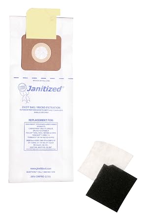 Janitized JAN-CMPRO-210 Paper Premium Replacement Commercial Vacuum Bag for CleanMax Standard & Pro, Tennant V-SMU-14, Tornado CK QD & Pro, CarpetPro CPU & Fuller FB-06265 Vacuum Cleaners10-10