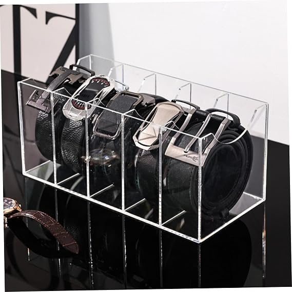 Belt Organizer, Acrylic 5 Compartment Belt Holder Multi-Functional Storage Holder for Watches, Jewelry, Makeup, Bracelets, Rings, Toys AccessoriesAcrylic Organizer