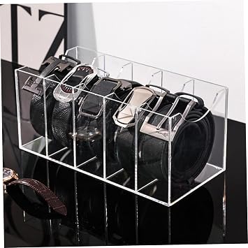 Belt Organizer, Acrylic 5 Compartment Belt Holder Multi-Functional Storage Holder for Watches, Jewelry, Makeup, Bracelets, Rings, Toys AccessoriesAcrylic Organizer