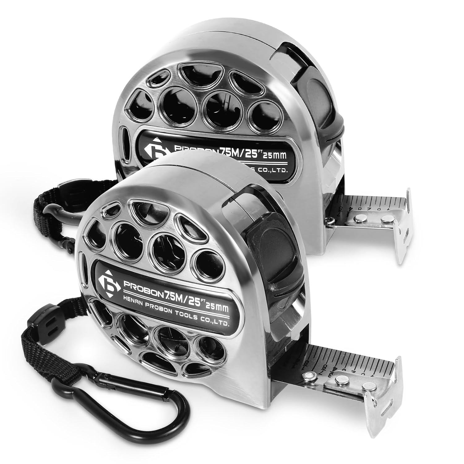 2 Pack 25ft Tape Measure with Fractions Stainless Steel Measuring Tape with Double Sided Scale Retractable Waterproof Cinta Metrica Self-Locking Measurement Tape Ruler for Designer, Decorator