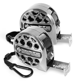 2 Pack 25ft Tape Measure with Fractions Stainless Steel Measuring Tape with Double Sided Scale Retractable Waterproof Cinta Metrica Self-Locking Measurement Tape Ruler for Designer, Decorator