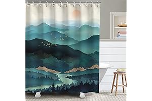 RosieLily Mountain Shower Curtain - Stunning Teal Nature Landscape to Elevate Your Bathroom