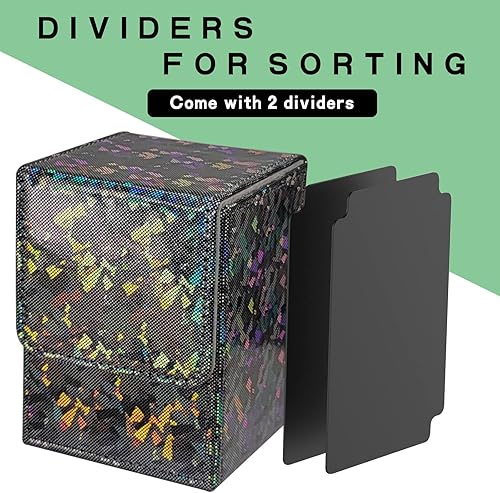 Miniatura 6 de Dmoicols Caja de cartas brillante con capacidad para más de 100 tarjetas de una sola funda, estuche de almacenamiento de tarjetas de cuero, caja MTG