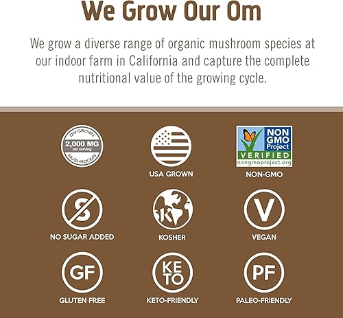 Miniatura 7 de Om Mushroom Superfood Suplemento superalimenticio de cápsulas de hongos de cola de pavo, 90 unidades, 30 días, apoyo inmunológico, polisacáridos,