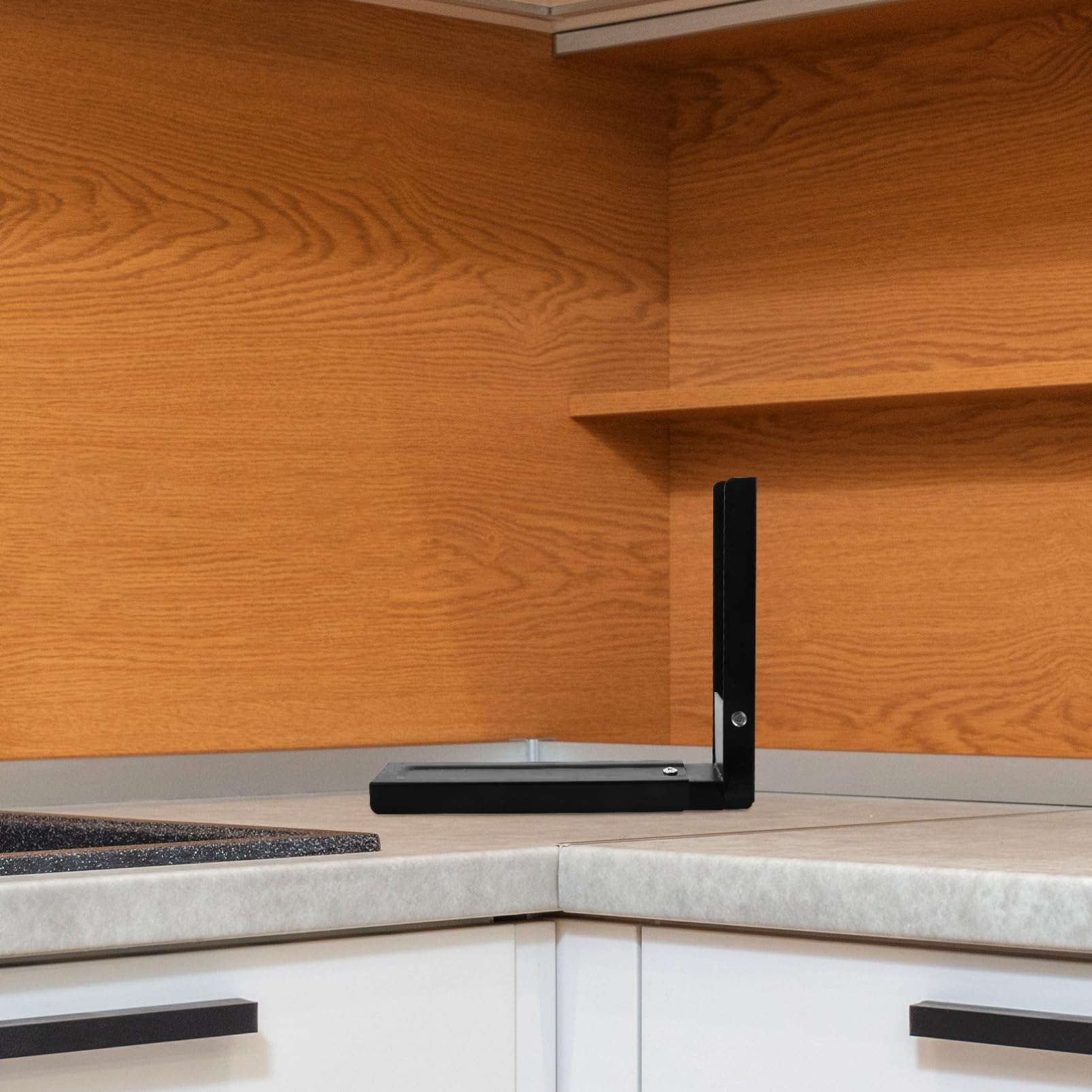 2 Stück Mikrowellen Montageset aus Edelstahl Wandhalterung für Mikrowelle Schwarz Rostfrei und Platzsparend für Wandmontage
