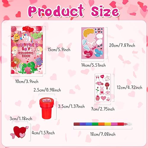 Miniatura 3 de 72 piezas de regalos de intercambio escolar para el día de San Valentín, libros para colorear de San Valentín, crayones apilables, tatuajes,