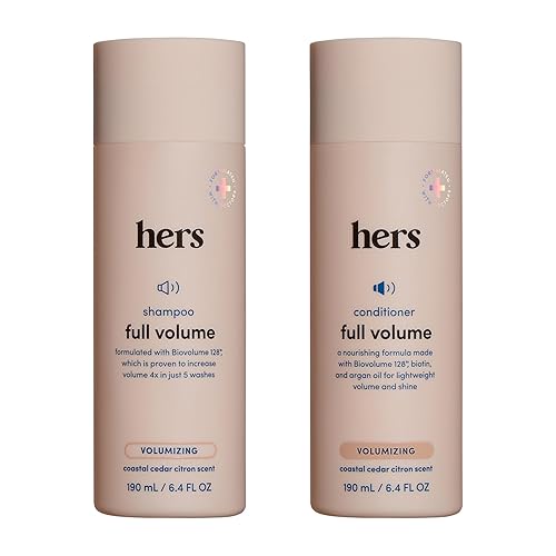 Hers - Juego de champú y acondicionador de volumen completo, champú y acondicionador voluminizador para mujeres con biotina, añade volumen ligero,