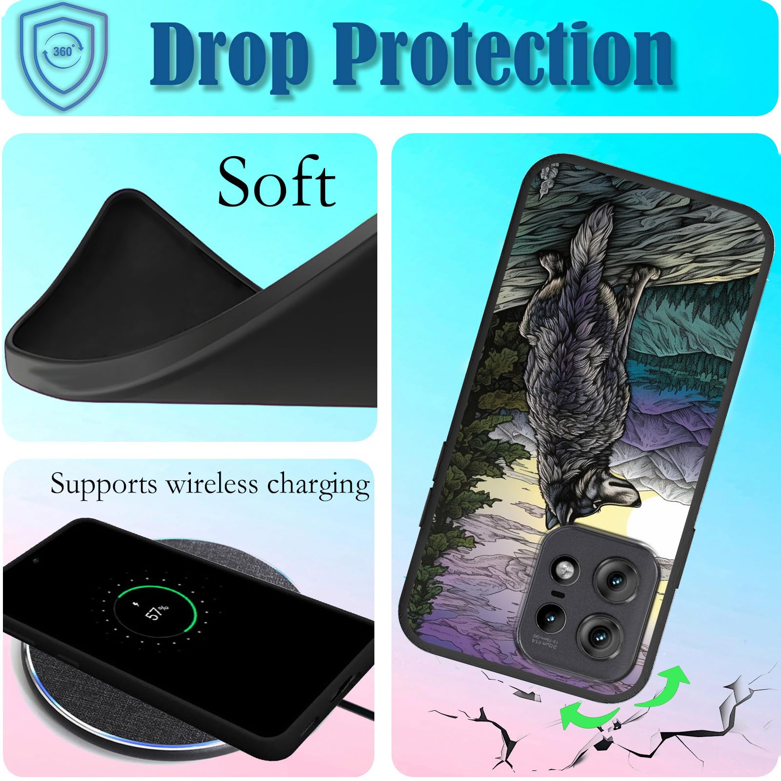 PENGPAI Funda Para Motorola Moto Edge 50 Case Uso Rudo Acrílico Anti-Amarillo Carcasa Bumper