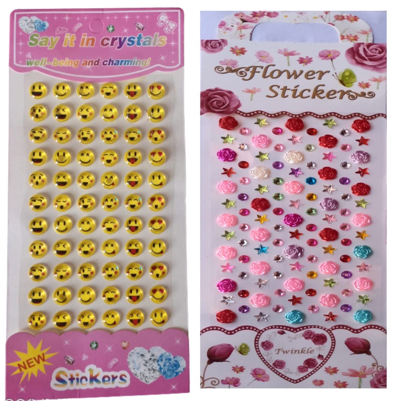 FULLFILLS Crystal Stone Smiley Emoji face Expression Stickers (1 Emoji + 1 Flowers) (B09XFH34PX) Amazon Price History, Amazon Price Tracker