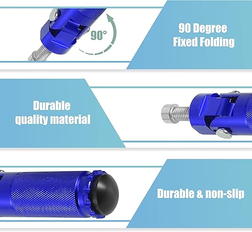 Miniatura 4 de Motoforti 1 par 0.315 in aleación de aluminio universal motocicleta plegable trasero reposapiés estribera pedal peg bicicleta bicicleta ciclismo azul