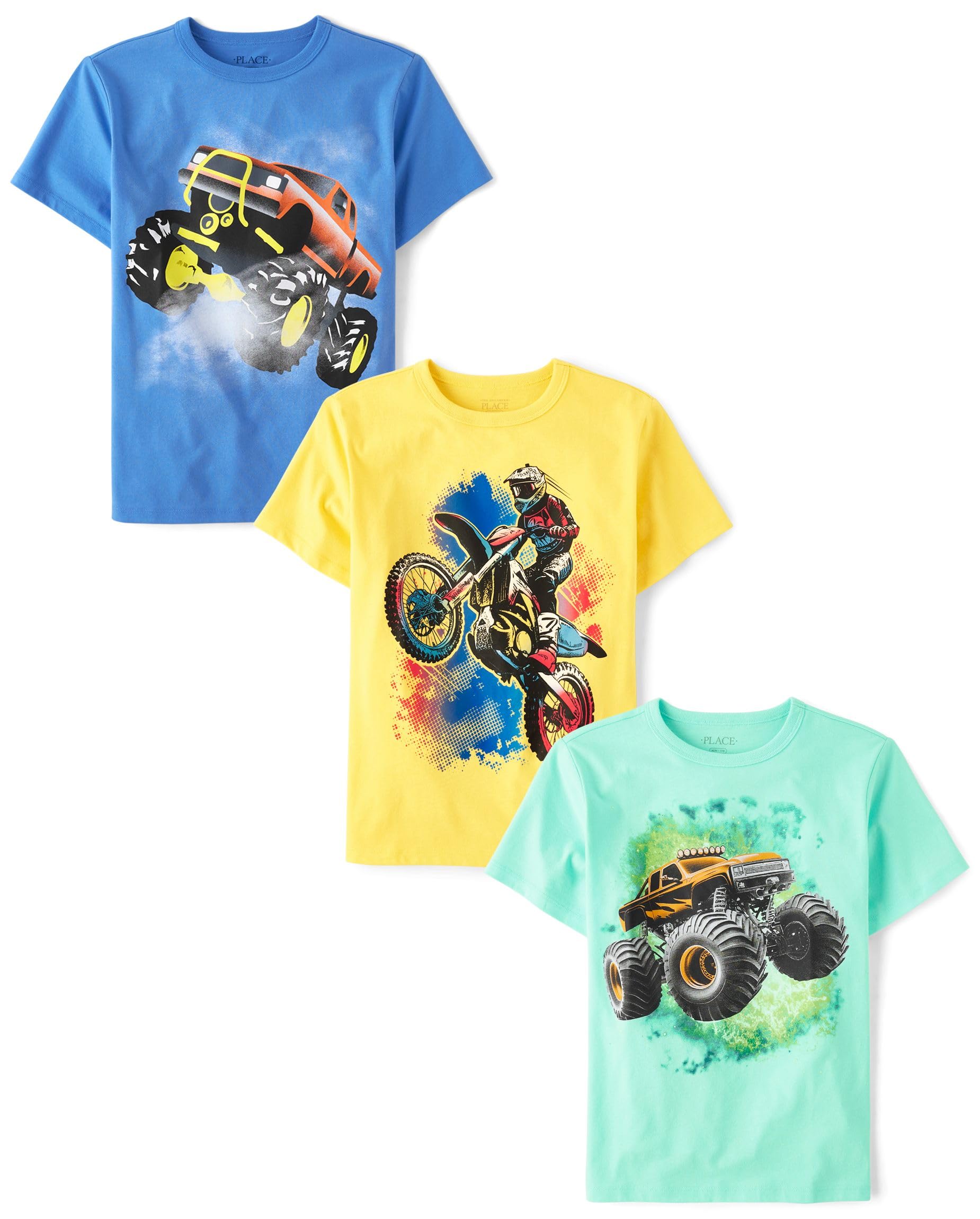 Children's Place 3-Pack Boys Graphic Tees: Animals & Cars Themes