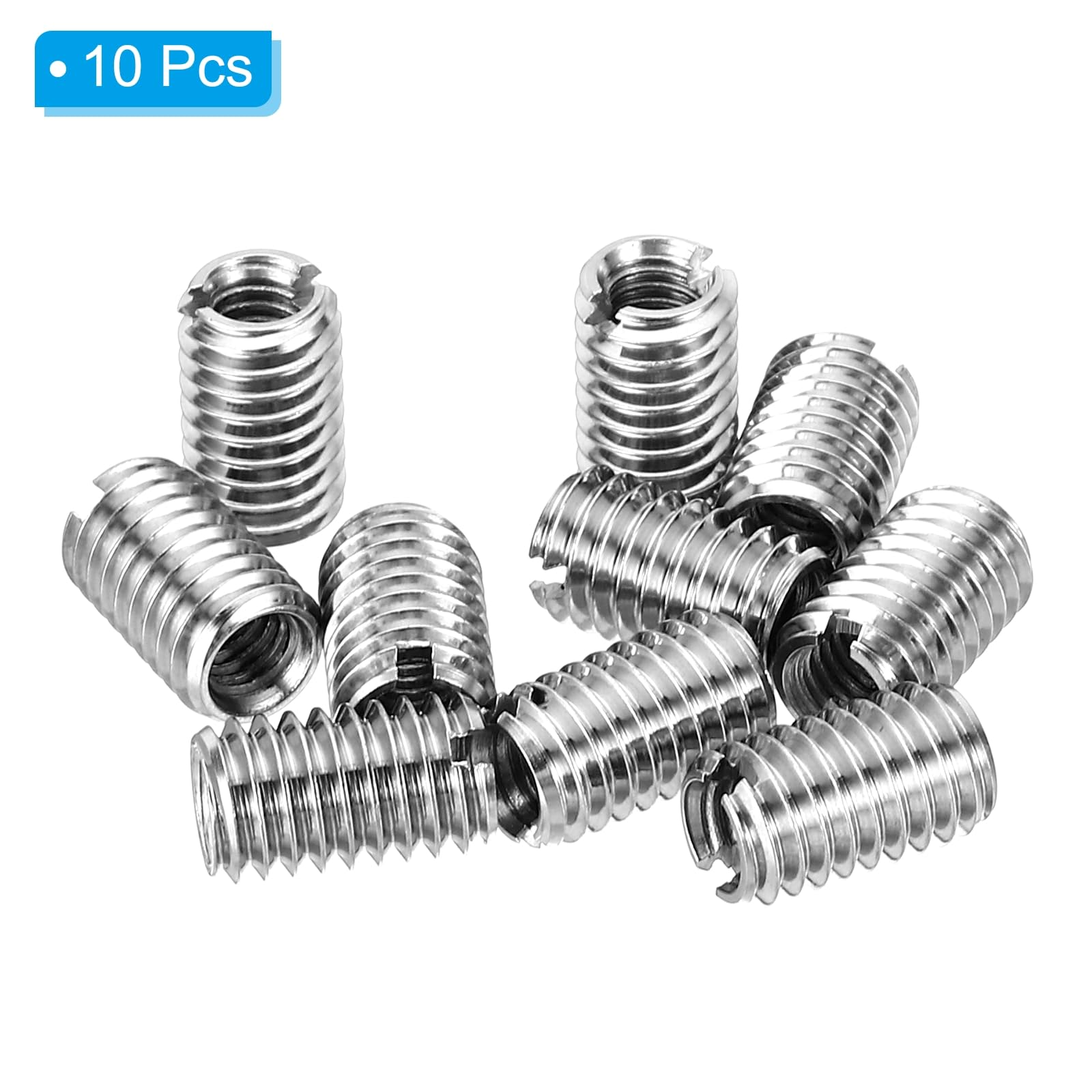 PATIKIL Inserti Filettati Adattatori Riduzione Dado, 10pz M6*1 Maschio a M4*0,7 Femmina Riparazione Inserto Dado Vite Inserto Filettato Autofilettante Acciaio Inossidabile 10mm