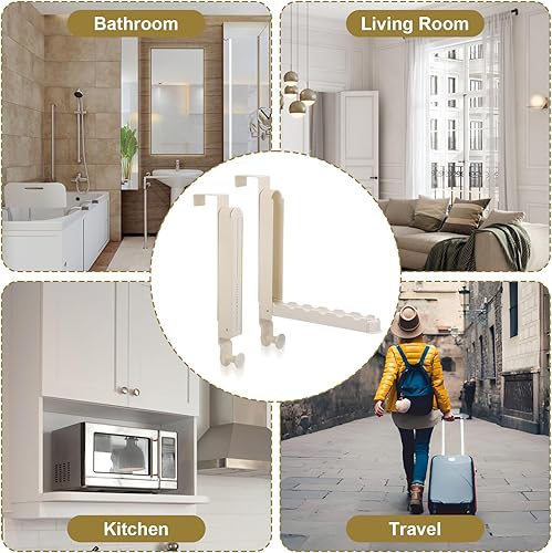 Miniatura 5 de Estante de secado sobre la puerta, colgador plegable sobre la puerta con toalleros para abrigos, ropa, sombreros, bolsas, lavandería, baño,