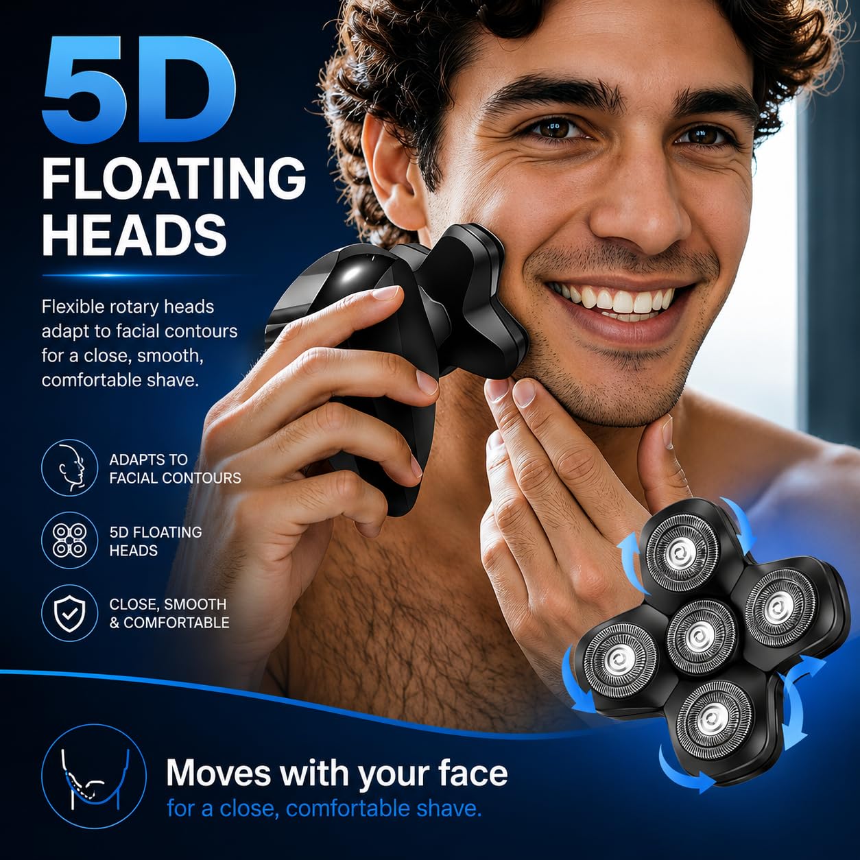 Ersatzkopf, kompatibel mit MANSCAPED The Dome Shaver, 5 rotierende Klingen, magnetisches Rasiererzubehör, waschbar und wasserdicht, einfache Installation – 1 Packung