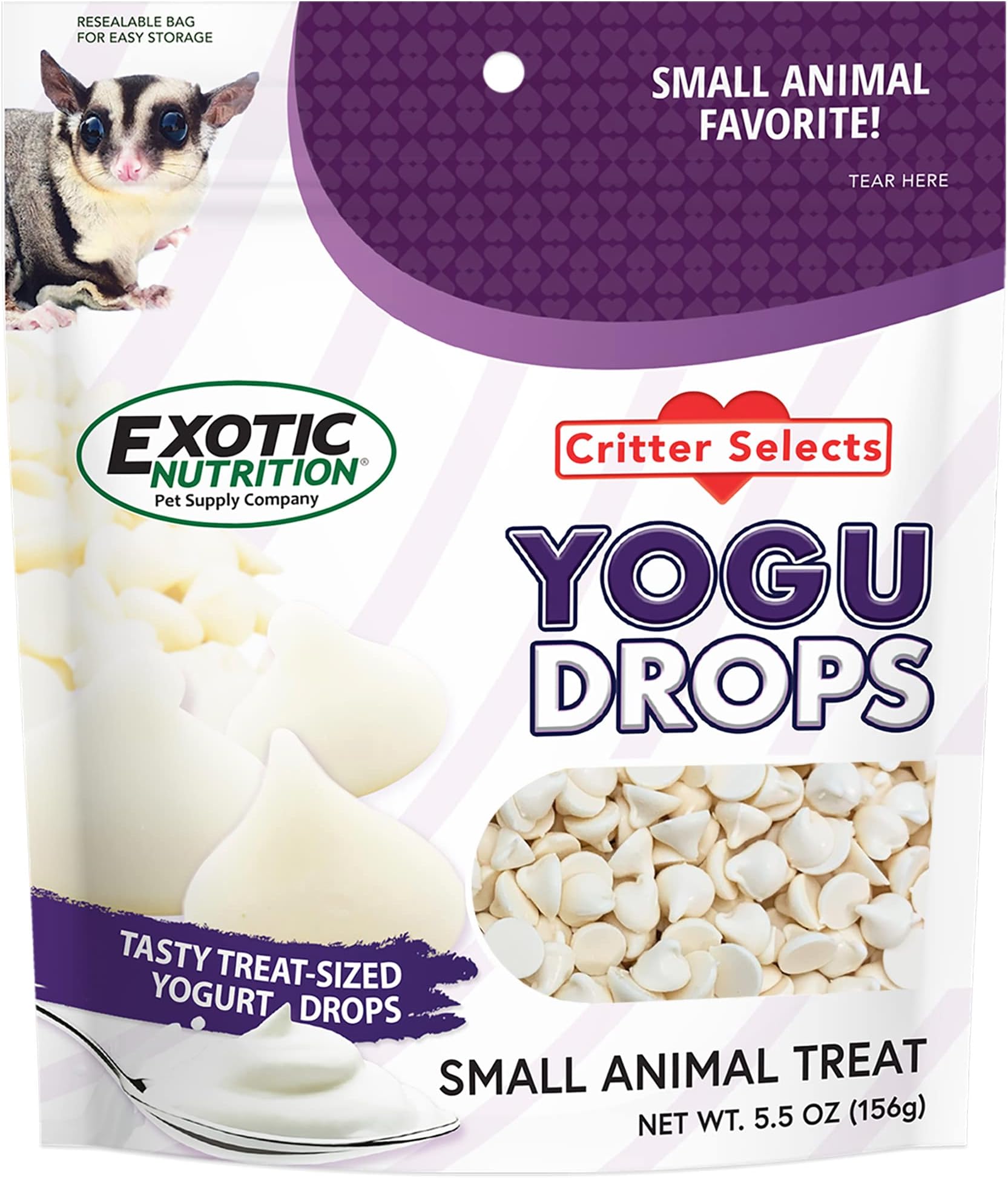 Yogu Drops - All Natural Healthy Yogurt Treat - for Sugar Gliders, Prairie Dogs, Monkeys, Squirrels, Guinea Pigs, Rabbits, Chinchillas, Rats, Marmosets, Degus & Other Small Pets (5.5 oz.)