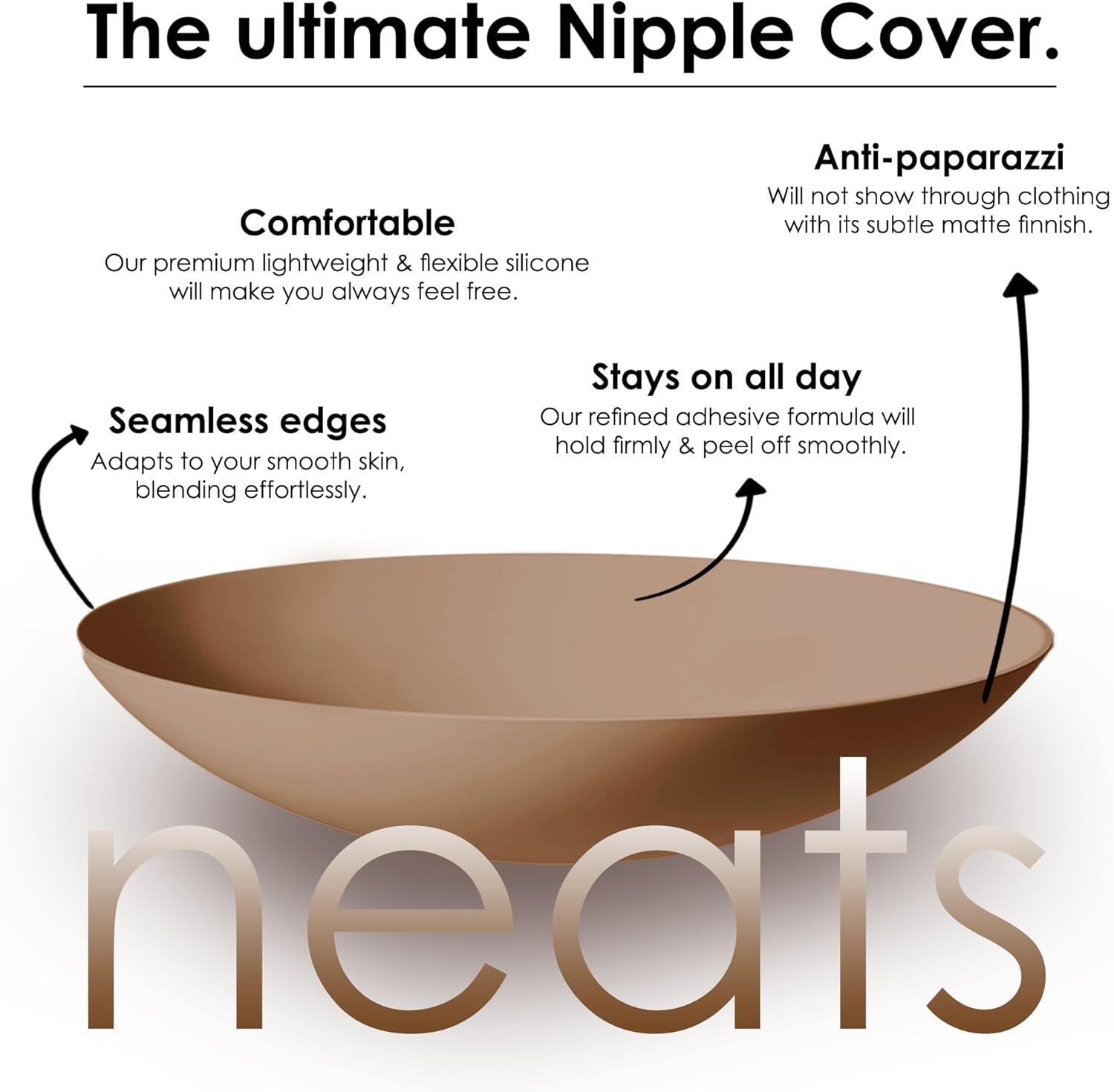 NEATS Nipple Covers for Women, Reusable & Hypoallergenic Adhesive Silicone Pasties - Image 2