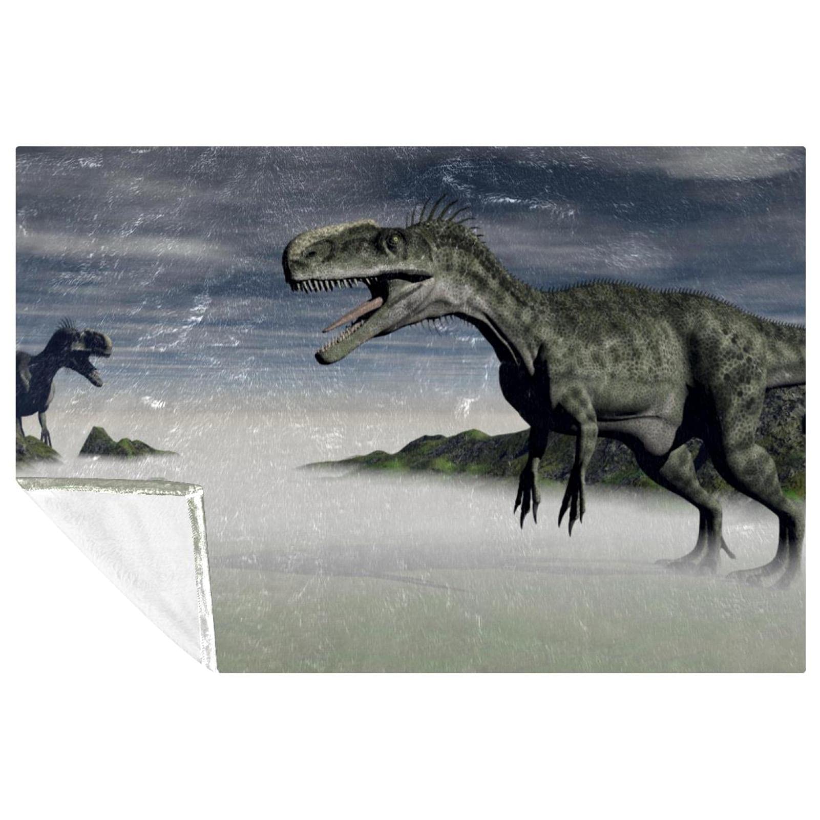 Plaid dinosaure Tyrannosaurus Rex pour le camping en famille et les pique-niques de 150x100 cm
