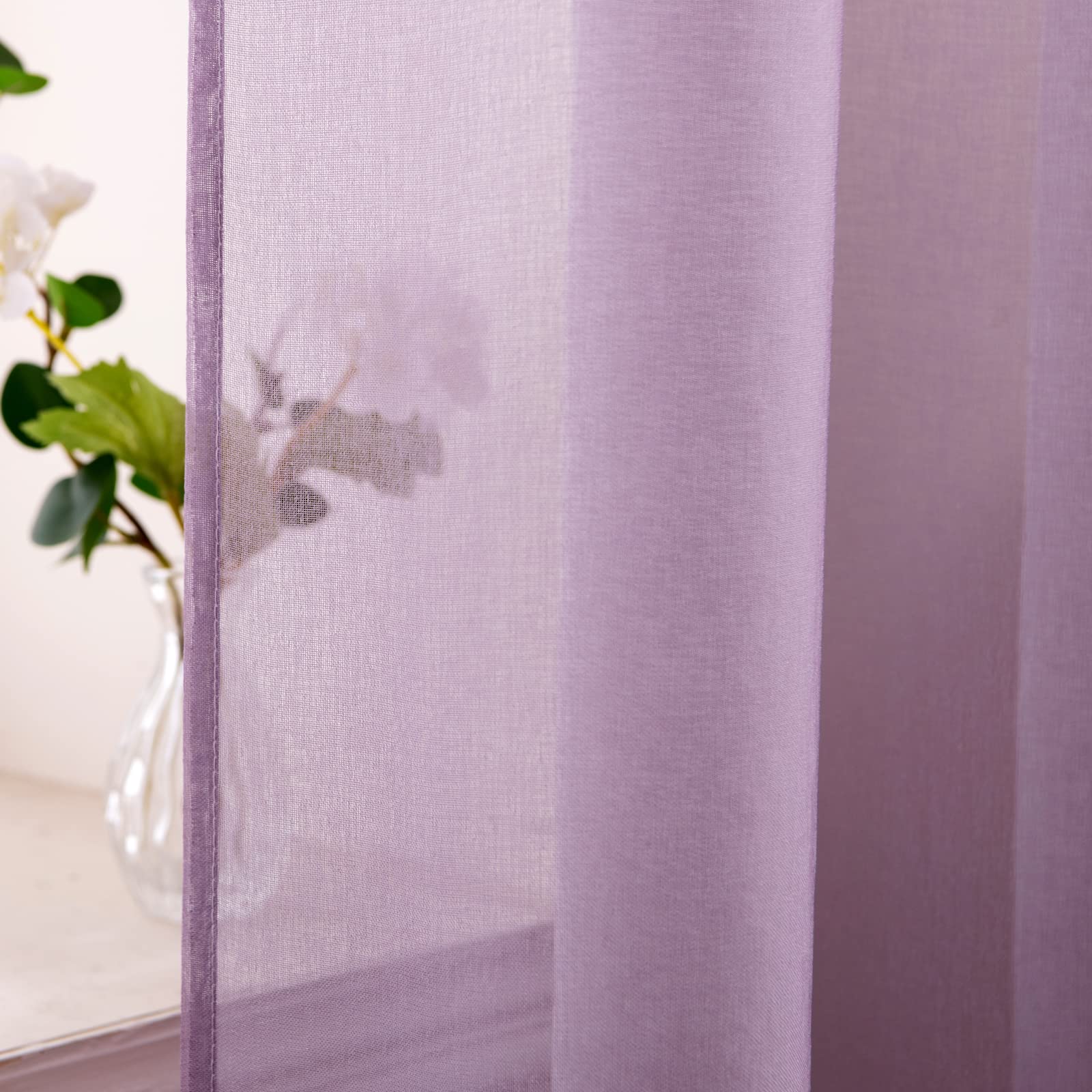 MIULEE Voile Tende Trasparenti con Occhielli Sfumato Verticale Tenda per Finestra per Soggiorno e Camera da Letto 2 Pannelli 140 x 245 CM Viola Chiaro