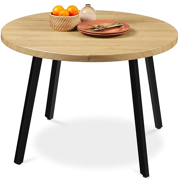 Natural Wood Mid-Century Round Table