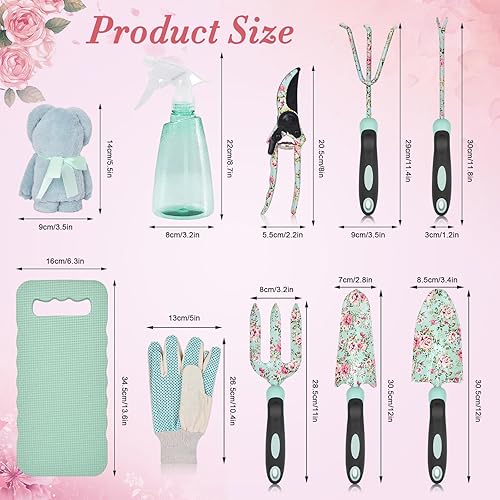 Miniatura 2 de Juego de herramientas de jardín, 11 piezas de herramientas de jardinería floral resistentes con mango de goma antideslizante, regalos especiales de