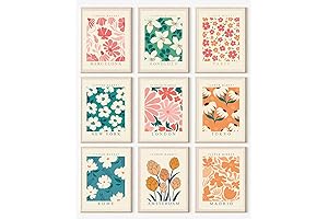 Flower Market Wall Art - Set of 9 Unframed Flower Market Posters (8''x10'')