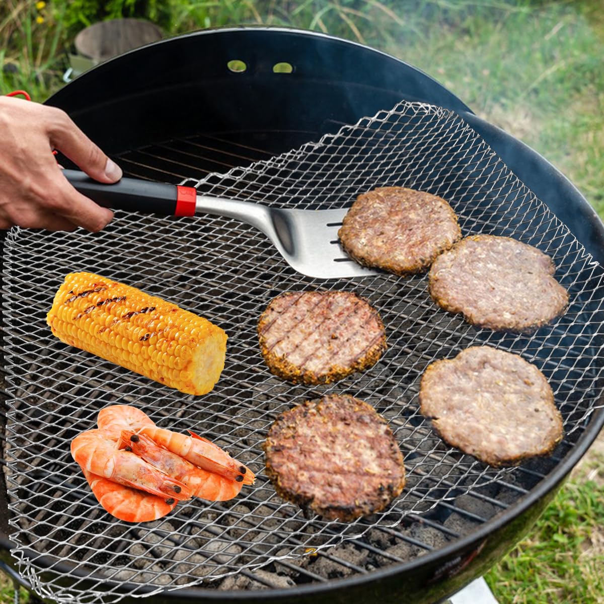 10Pcs Einweg BBQ Grill Mesh Mat Aluminium Antihaft Kochen Gitter Gitter Pad Backen Werkzeuge Outdoor BBQ Zubehör für Outdoor Camping Grillen Picknicks Hinterhöfe