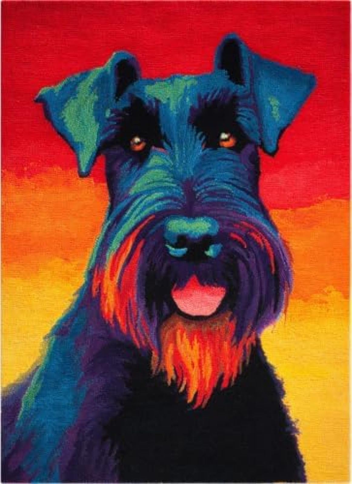 XDEGHUANGSS Latch Hook Rug Kit Giant Schnauzers Dog Puppy and Bone Cushion Cover DIY Craft Set Pre-Printed Mat 38x52cm for Home Decor-4