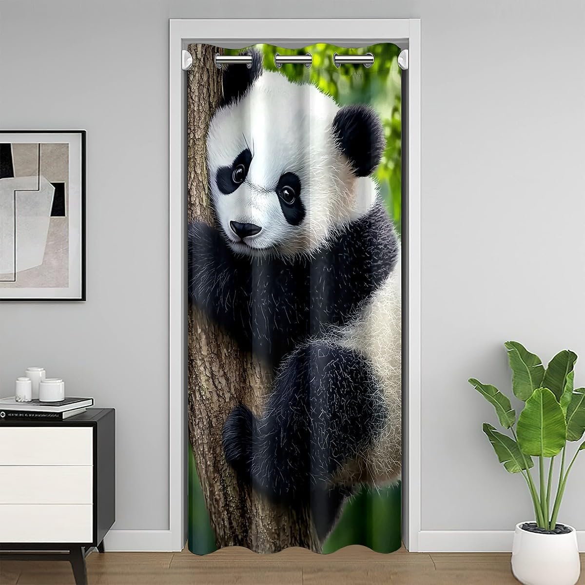 Feelyou Cute Panda Door Curtain for Doorway Privacy 42" x 84" Kawaii Bear Closet Door Cover Curtain for Bedroom Living Room Nature Room Divider Curtain Cover