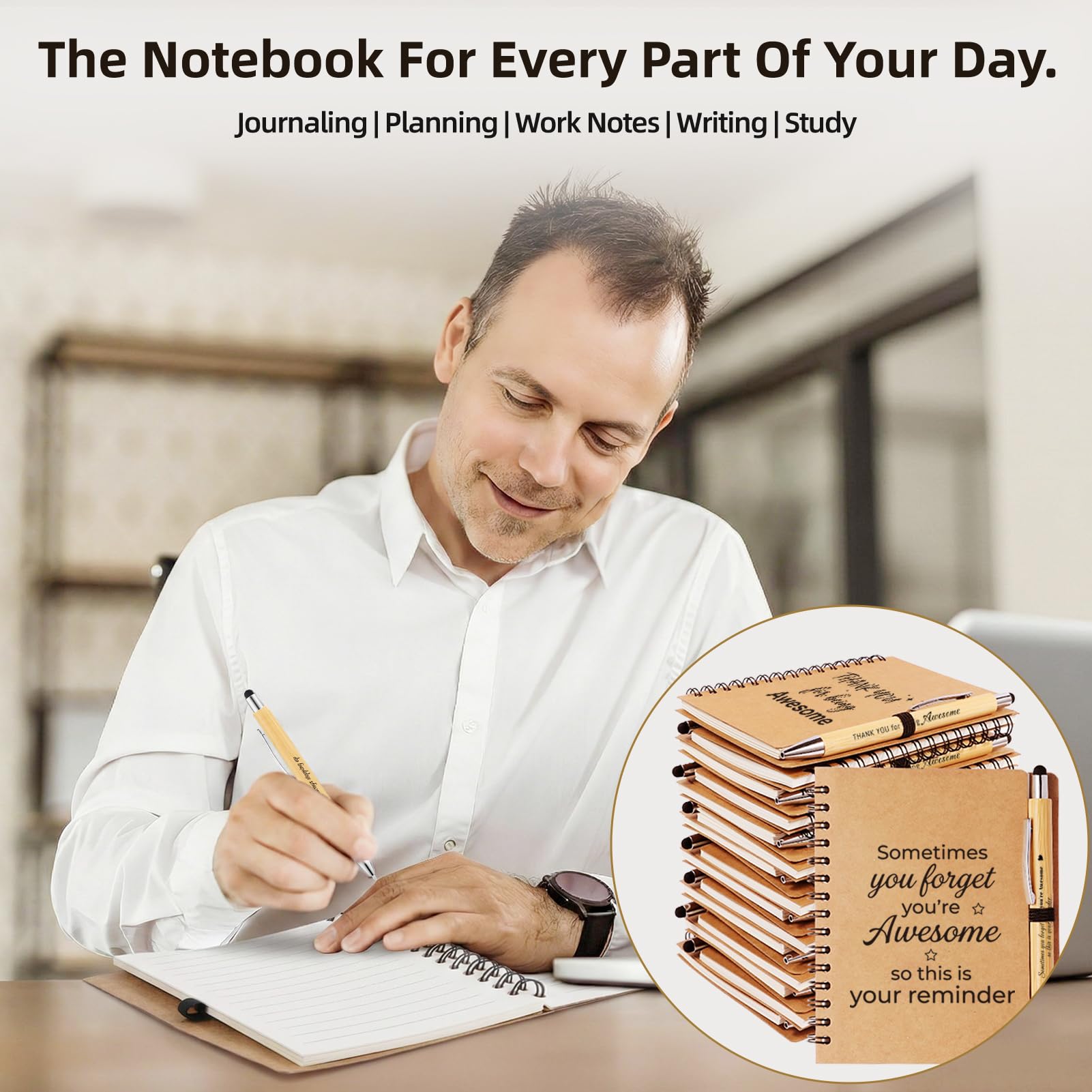 30Pcs/15-Set Employee Appreciation Gifts Bulk, 15 Inspirational Notebooks & 15 Motivational Pens, Appreciation Gift for Coworkers,Teachers, Nurse, Volunteer, Housekeeping, DSP, Team, Gifts for Office