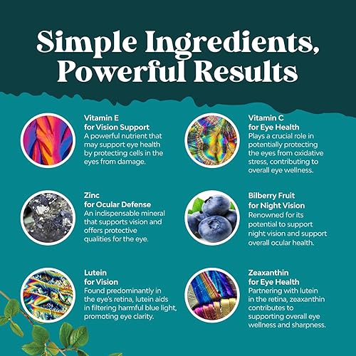Miniatura 4 de Natures Craft AREDS 2 Suplemento de salud ocular a base para adultos, veganas, AREDs, 2 vitaminas oculares para la visión, protección de luz azul,