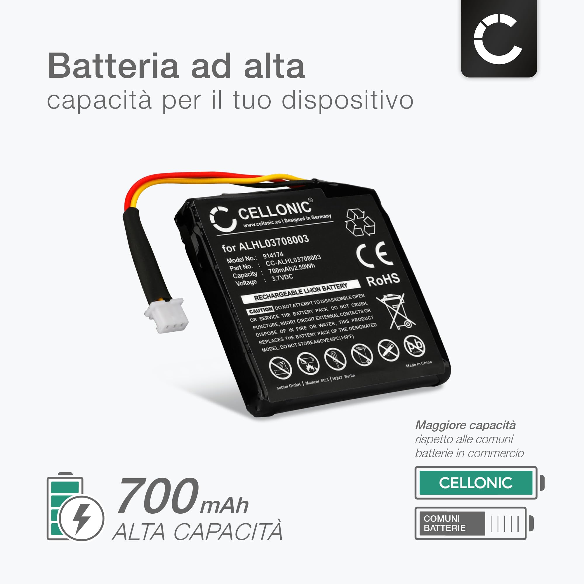 Batteria per navigatore GPS TomTom Start 60, Start 60 EU, Start 60 M sostituisce AHA11111003, VFA 900mAh (3.7V) | Leroy Merlin