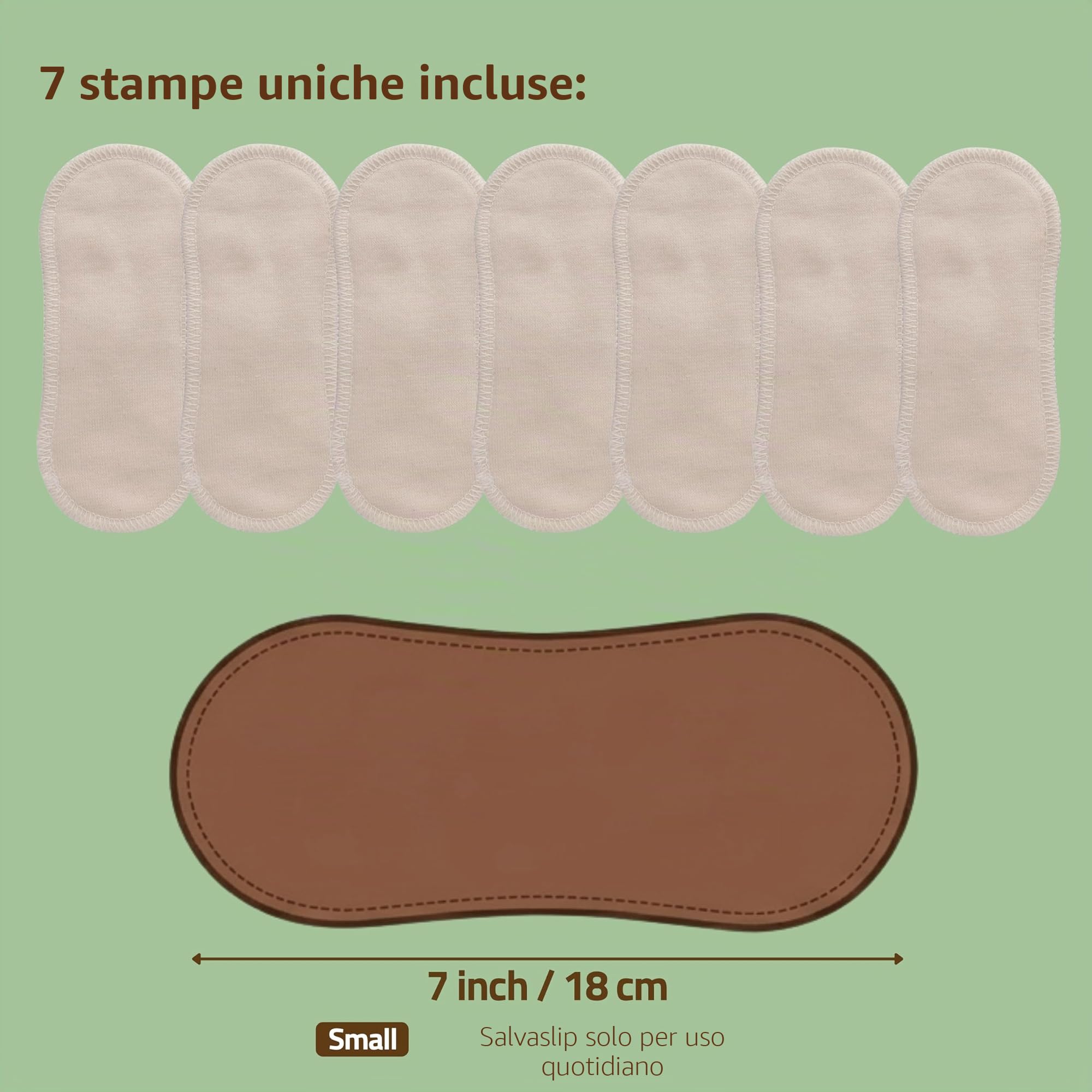 Salvaslip Lavabili Cotone ORGANICO; 7 Pezzi (S) Donna MADE IN EU; Assorbenti Lavabili senza PUL; Riutilizzabili per l'uso quotidiano e perdite vaginali, NON per il ciclo menstruale
