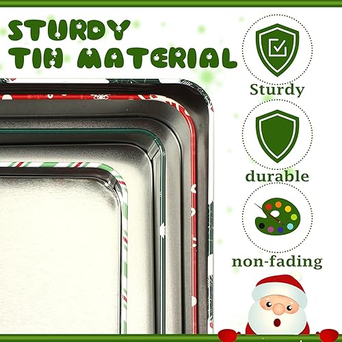 Miniatura 3 de 4 latas de galletas de Navidad con tapas, diseño de dibujos animados vintage, latas de anidación, muñeco de nieve, renos, Papá Noel, contenedores de