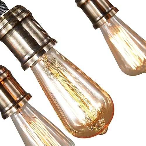 Miniatura 6 de Farol colgante de madera de 10 luces, lámpara colgante retro rústica de granja, lámpara de suspensión industrial para mesa de comedor, cocina