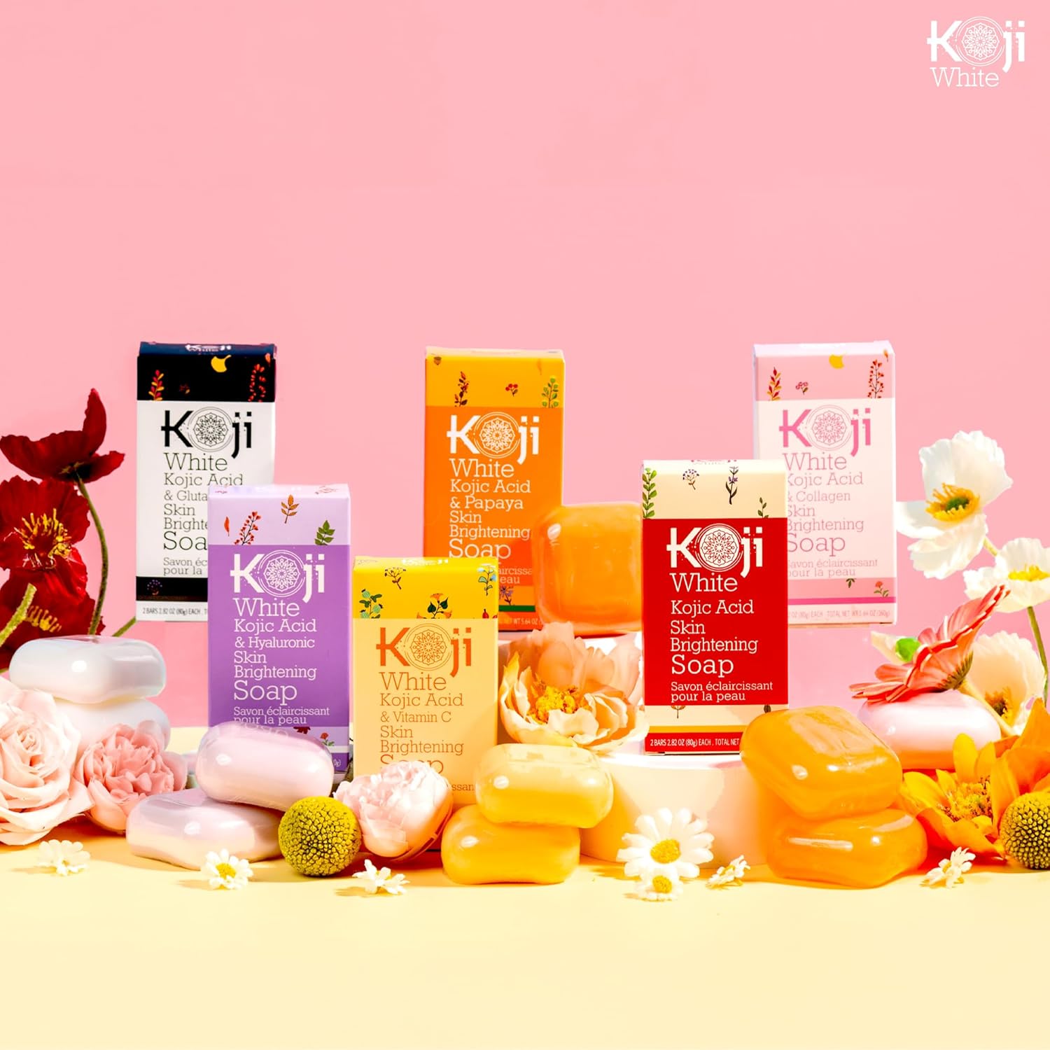 Koji White Kojic Acid & Papaya Skin Brightening Soap, Exfoliating Facial Bar, Radiant Skin, Rejuvenates, Moisturizer, Even Tone Cleansing Bar with Hyaluronic Acid, Vegan Soap, 2.82 oz (2 Bars) - Image 9