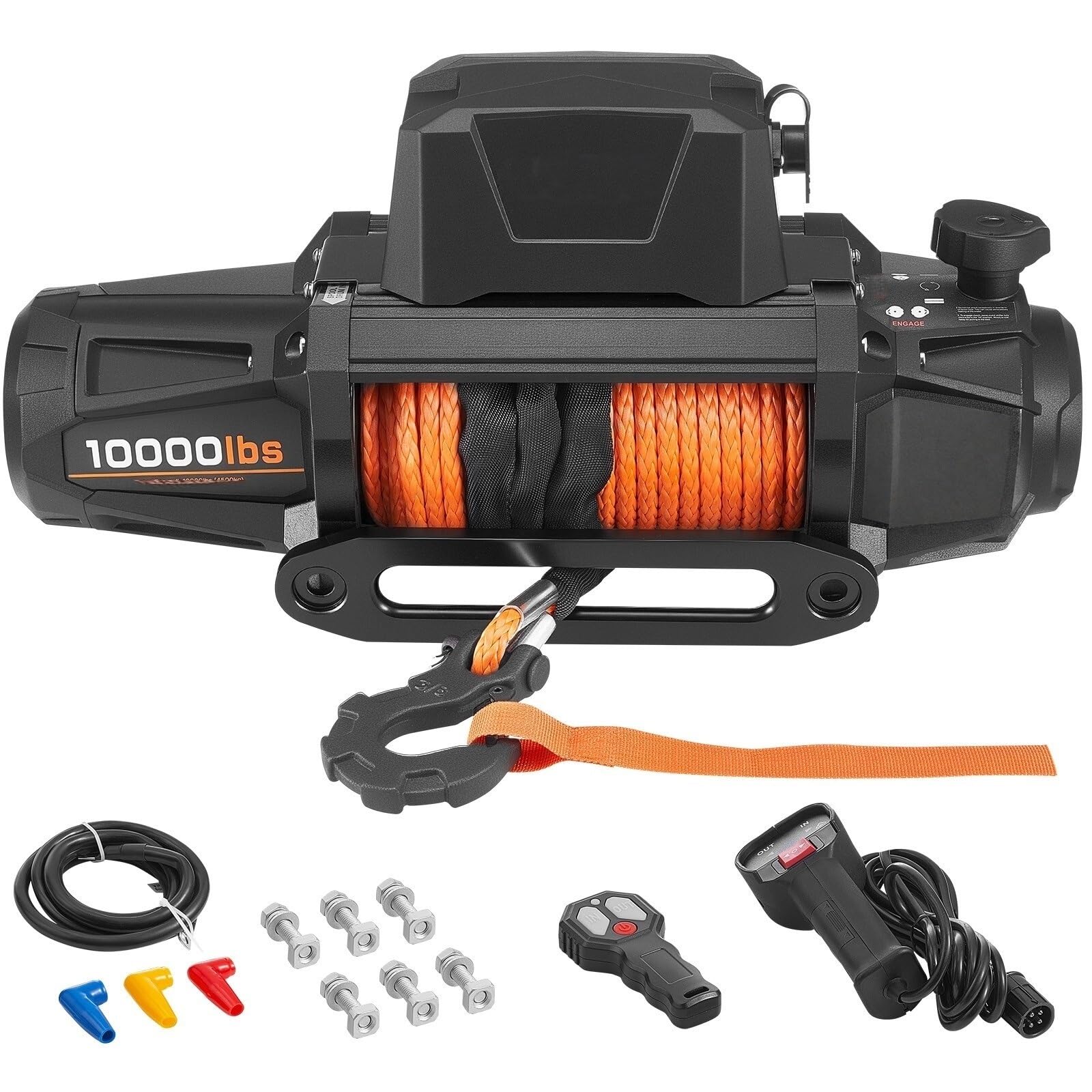 Wciągarka Elektryczna 10000/12000/13500 Funtów 12 V DC Wciągarka Samochodowa Z Liną Syntetyczną O Długości 90 Stóp(10000 lbs)