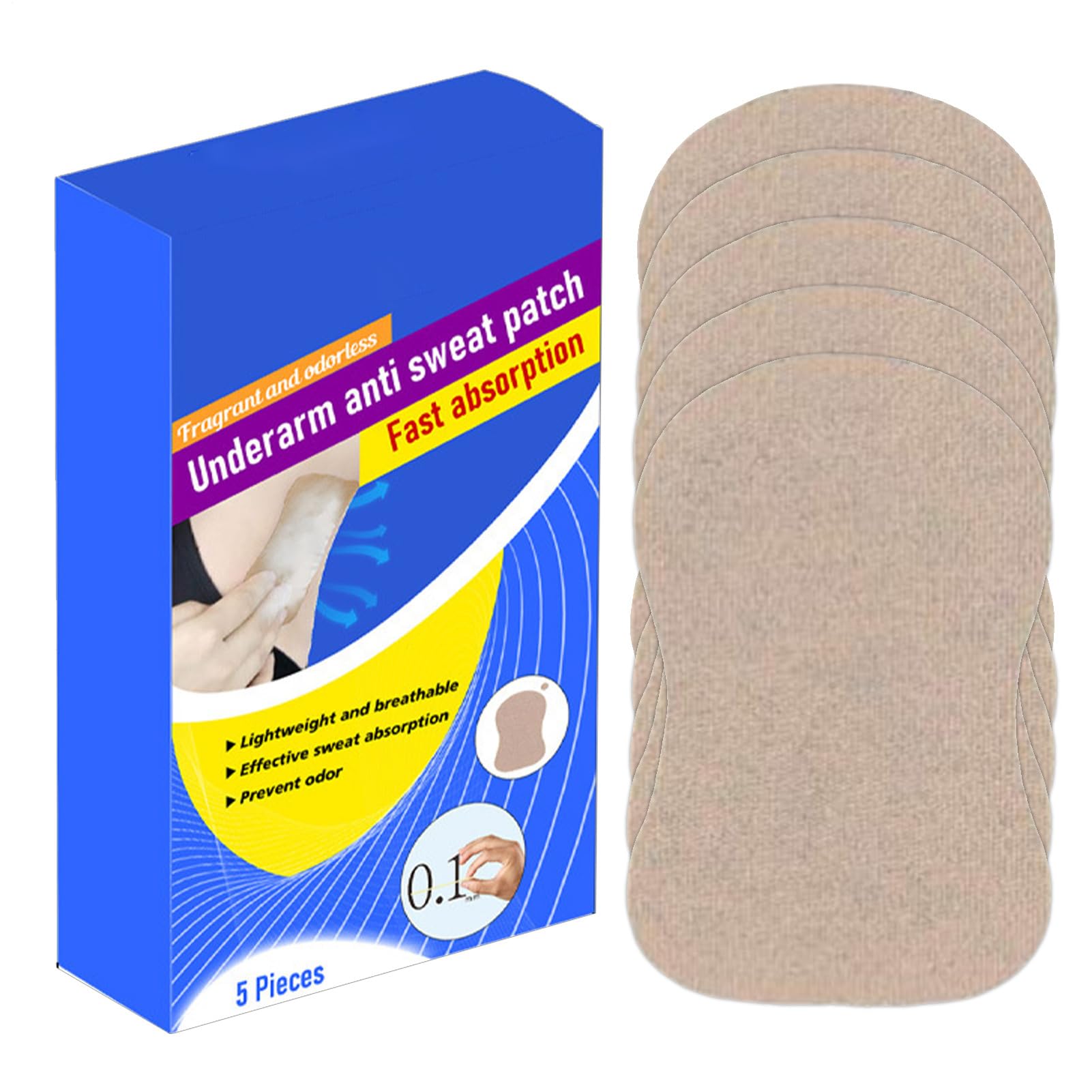 Wk?adki przeciwpotowe pod pachami Niewidoczne, Wk?adki przeciwpotowe pod pachami dla kobiet,Efektywne 5 sztuk podpasek przeciwpotowych | Sweat Guard Soft redukuje nieprzyjemny zapach,