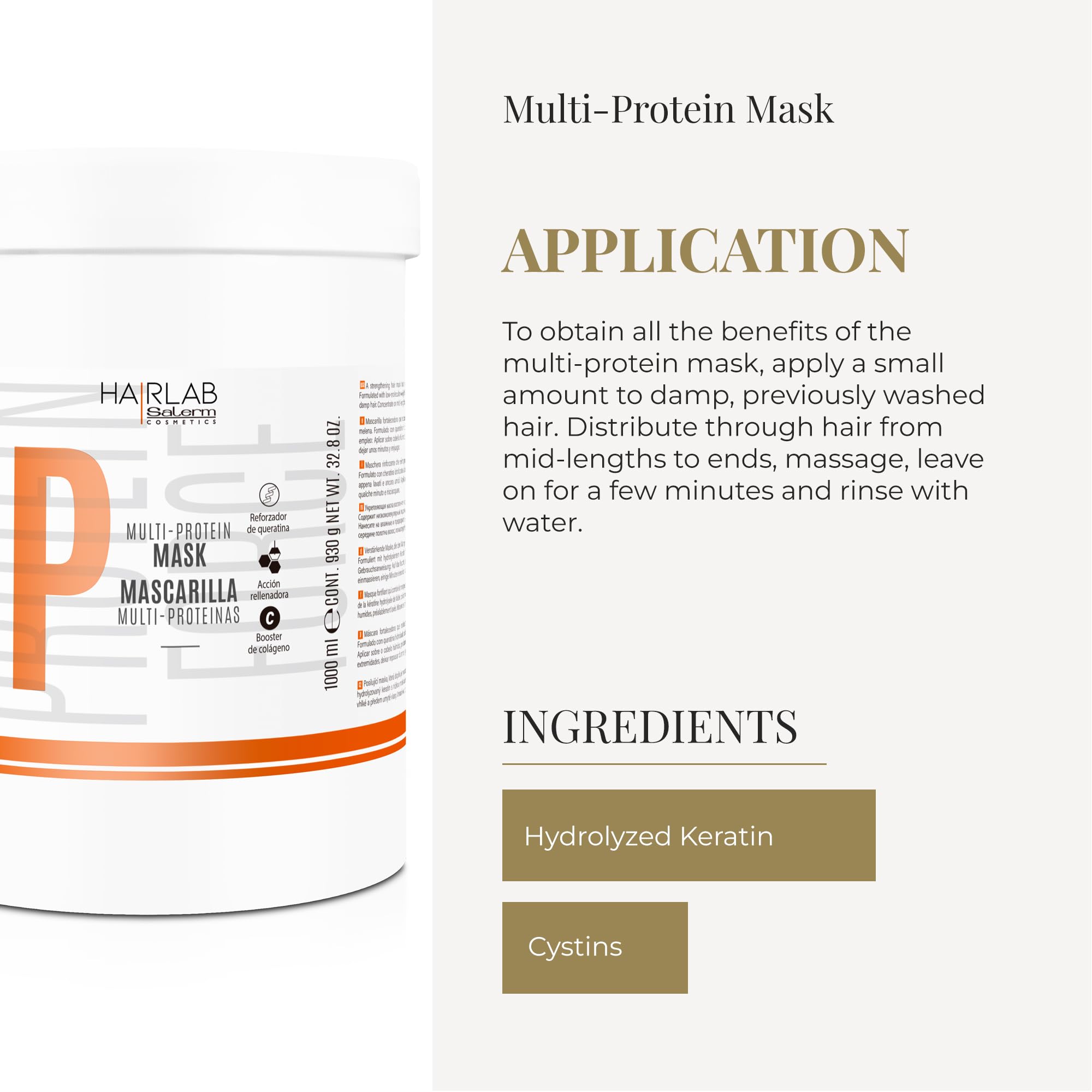 SALERM Hair Mask for Damaged Hair Multi Protein 1000ml Replenishes Lack of Natural Keratin, Gives Mane Body - Image 4
