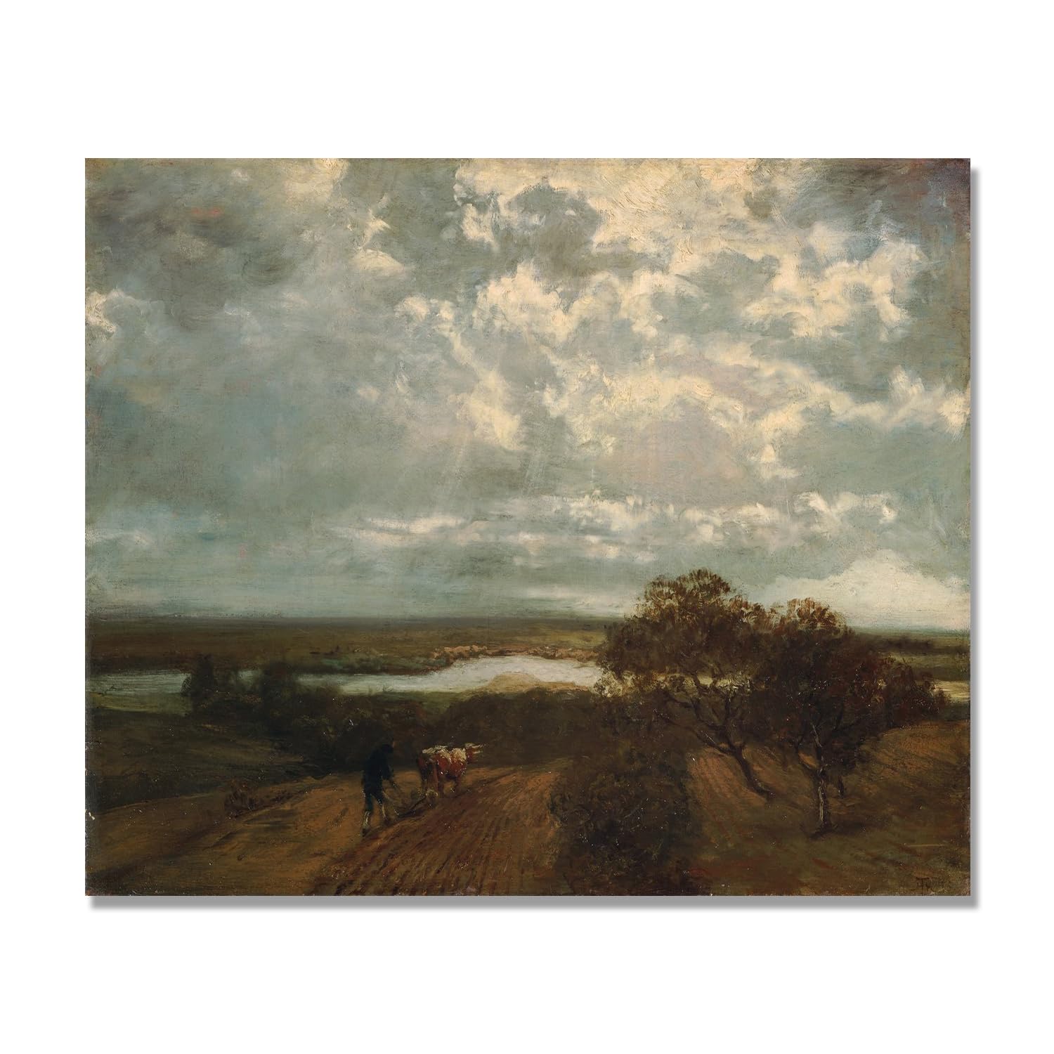 NHLDZYH Hans Thoma Style Canvas Wall Art - (Main Landscape), German Romantic Realism Painting with Symbolic Nature, Rustic Country Home Decor. 50x60cm-19.6x23.6in. Only Canvas