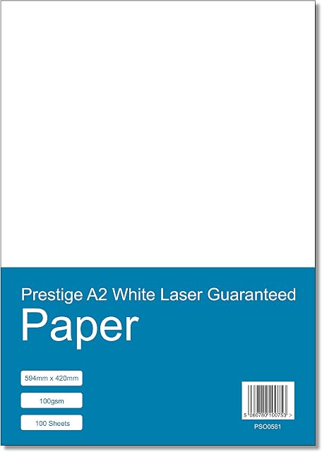 Prestige A2 (594mm x 420mm) White Laser Guaranteed Paper 100gsm - 100 Sheets