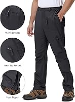 Vista 4 de CRYSULLY Pantalones cargo tácticos para hombre, pantalones de trabajo Ripstop con 9 bolsillos (sin cinturón)