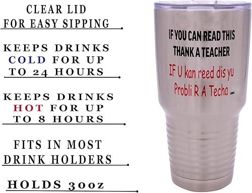 Miniatura 2 de Rogue River Tactical Funny Teacher - Taza grande de viaje de acero inoxidable de 30 onzas con texto en inglés "If You Can Read This Teaching