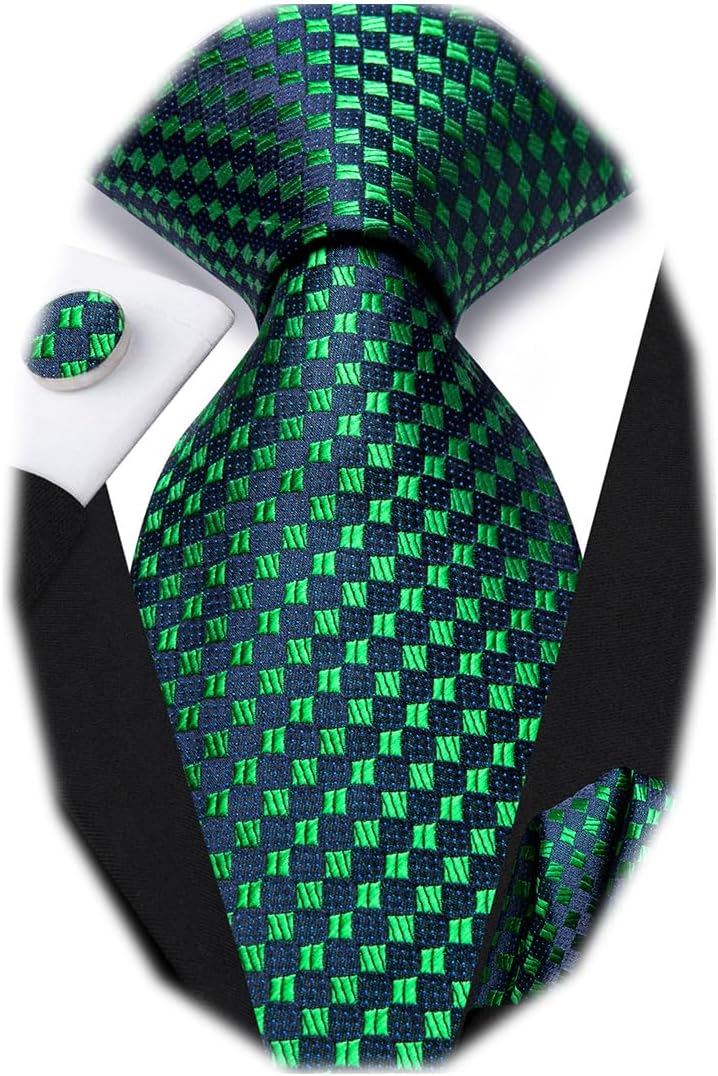 Dubulle Mens Paisley Striped Tie and Handkerchief Cufflinks Tie Set for Men Wedding Business Formal